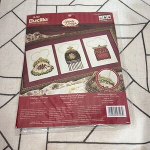 Bucilla Counted Cross Stitch Kit 3.5x4.5 Ivory Vintage Purses Sandy Clough 43503